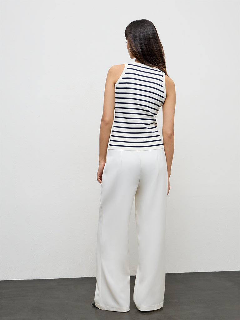 Wardrobe Ivory High-Rise Trousers with a Belt