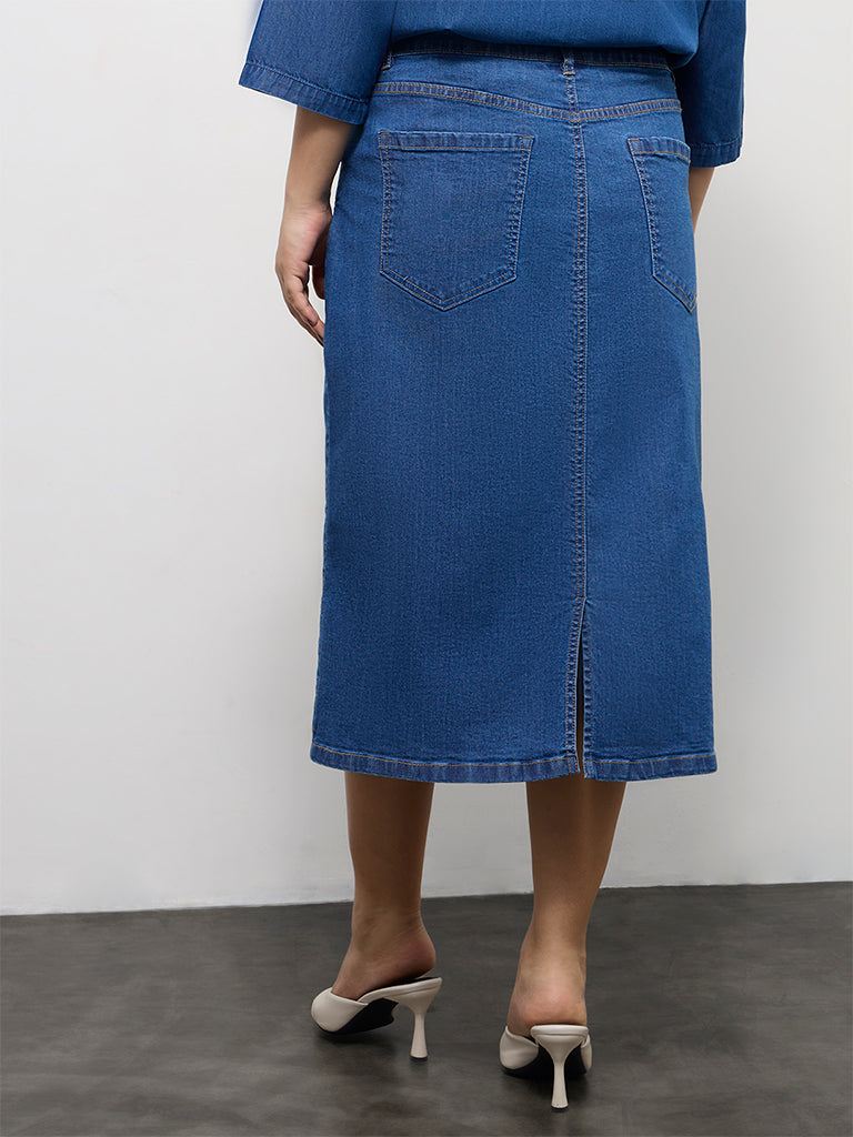 Gia Dark Blue High-Rise Denim Skirt