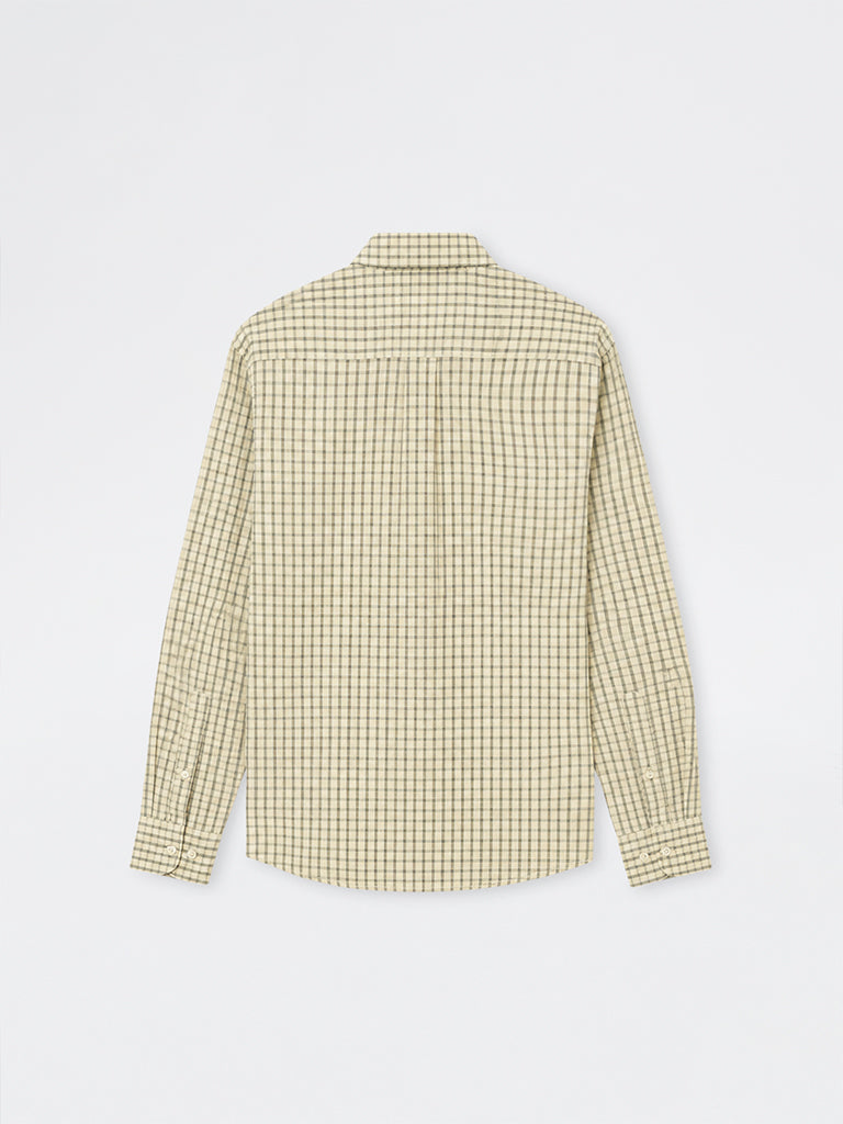 WES Casuals Yellow Checks Design Relaxed-Fit Cotton Shirt