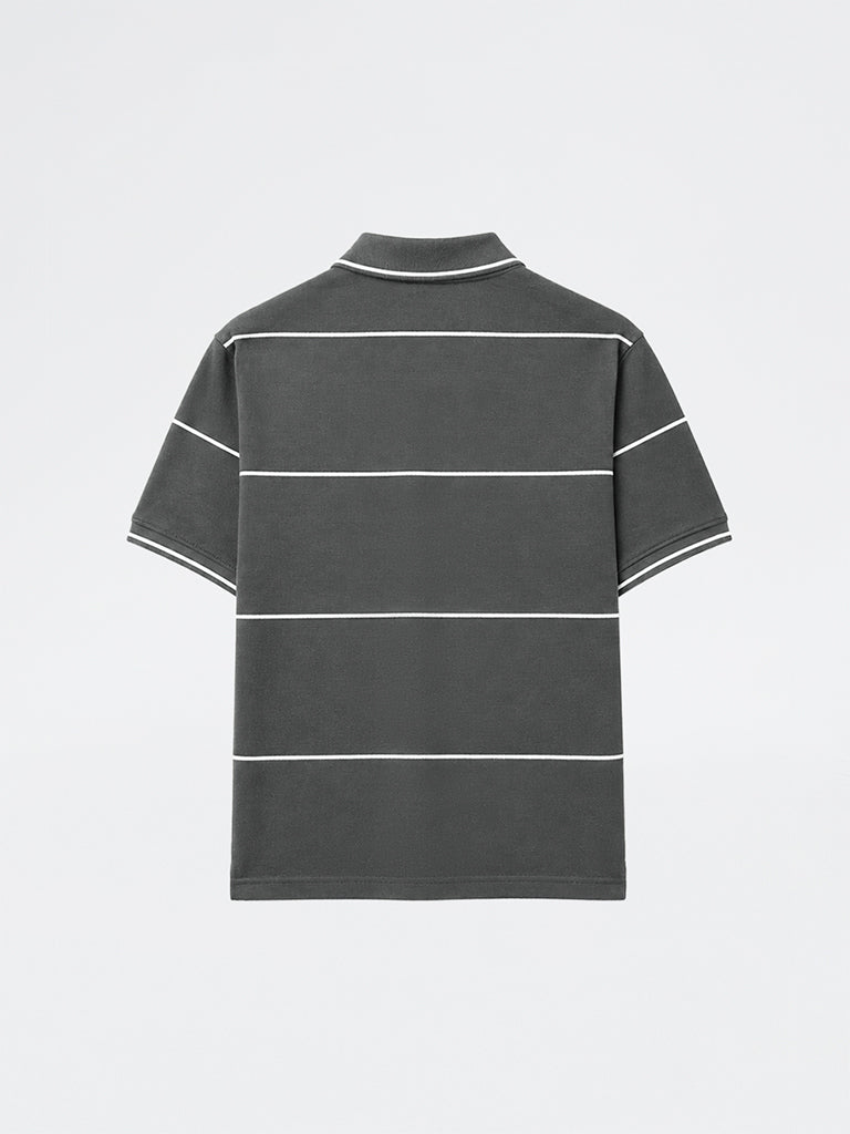 WES Casuals Dark Sage Relaxed-Fit Cotton Polo T-Shirt