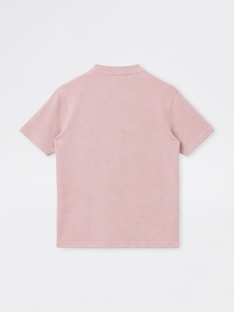 ETA Dusty Pink Textured Relaxed-Fit Cotton-Blend T-Shirt