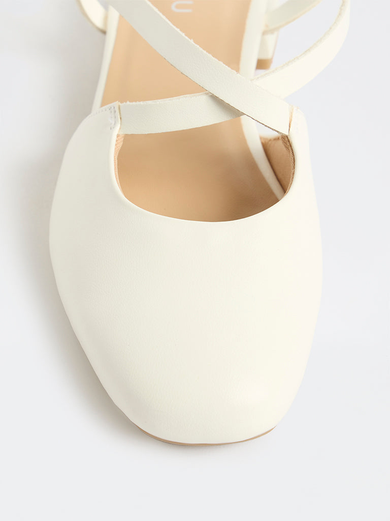 LUNA BLU White Slingback Mules