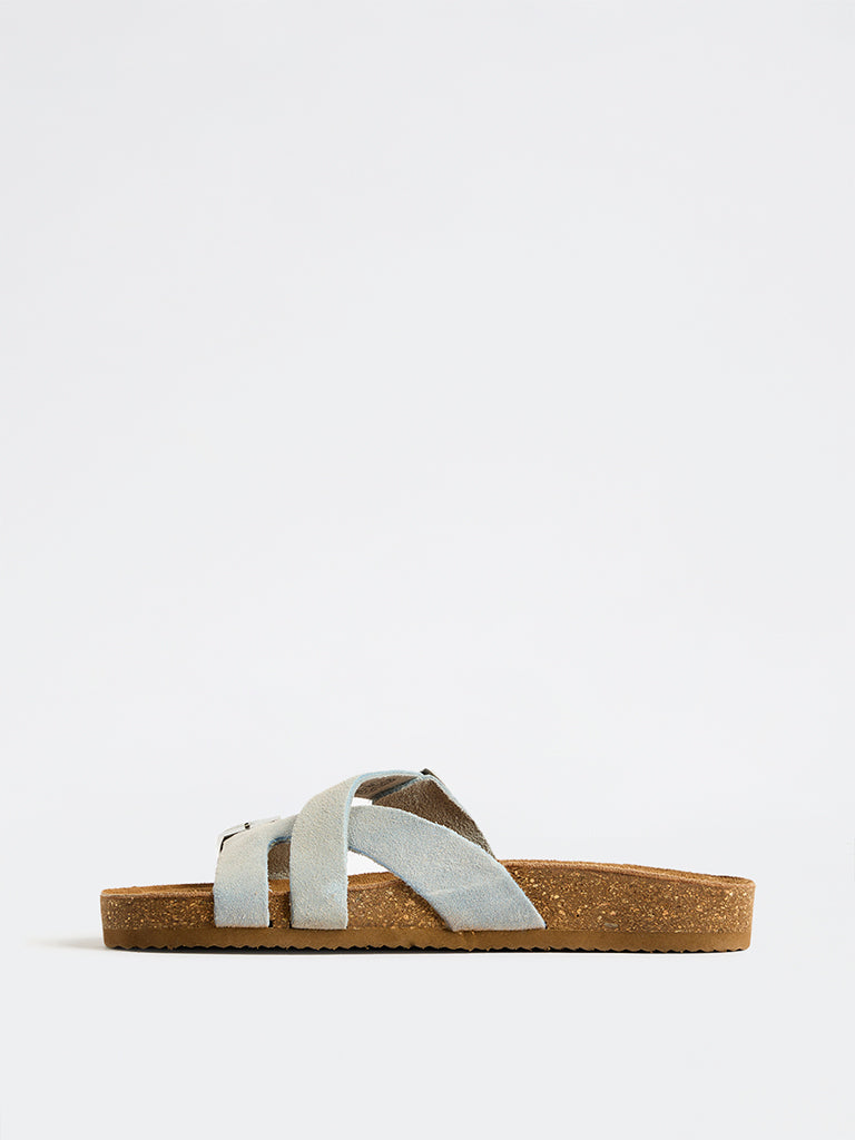 LUNA BLU Light Blue Criss-Cross Strap Sandals