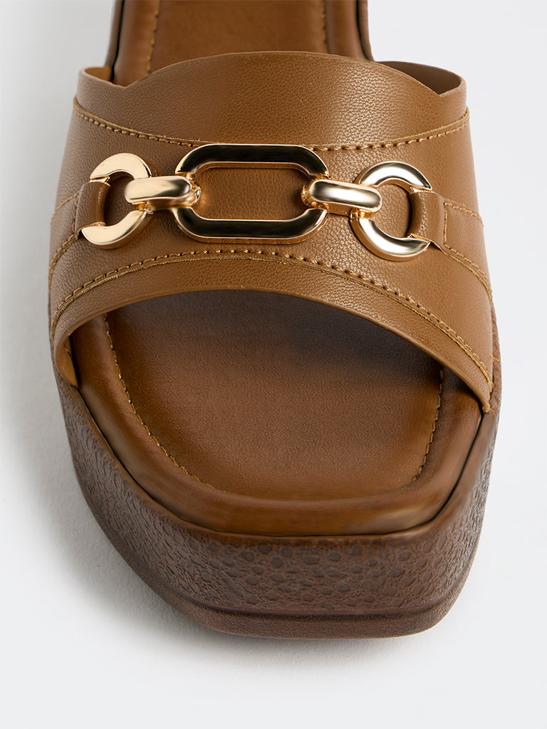 LUNA BLU Tan Wedge Sandals