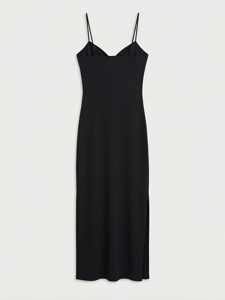 Nuon Black Ribbed-Textured Bodycon Dress