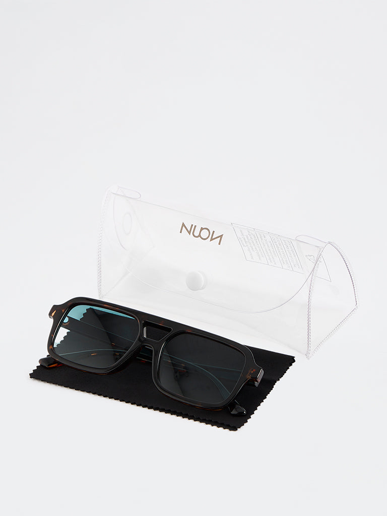 Westside Accessories Black Tortoiseshell Rectangular Sunglasses - Comes with a Pouch and Cleaning Cloth
