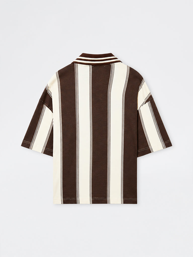Nuon Brown Printed Relaxed-Fit Cotton T-Shirt
