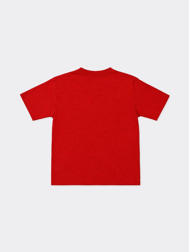 HOP Kids Boys Red Racing Graphic Printed Cotton T-Shirt
