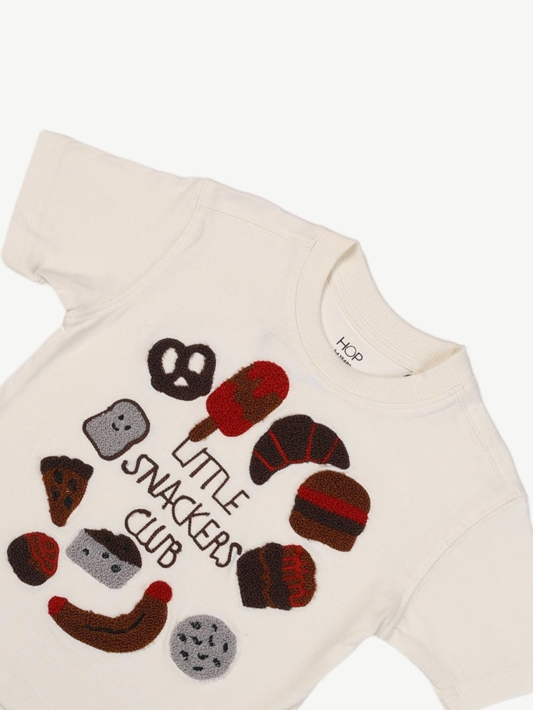 HOP Kids Boys Off-White Printed Cotton T-Shirt