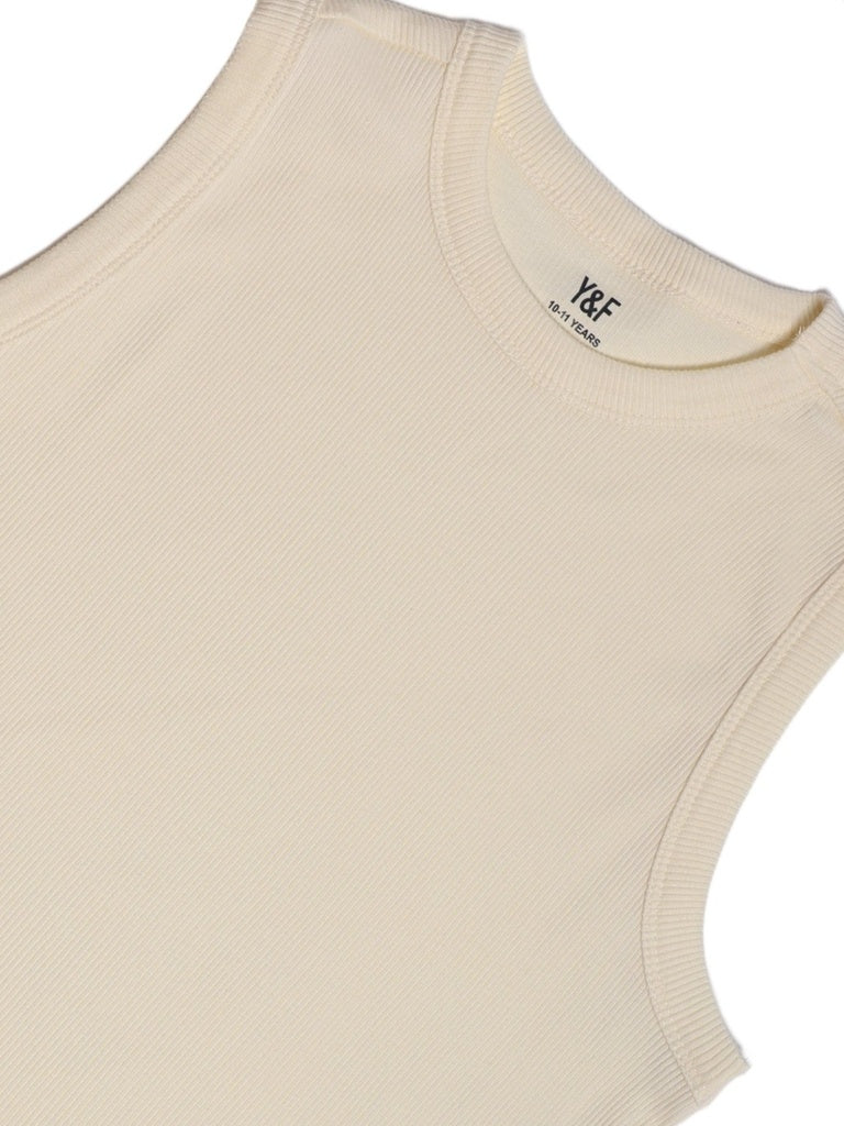 Y&F Kids Boys Off-White Cotton-Blend Vest