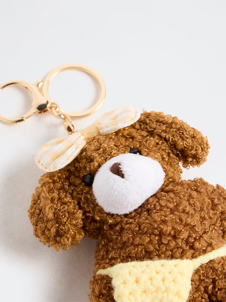 Westside Accessories Brown Fleece-Textured Teddy Bag Charm