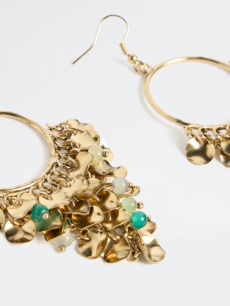 Westside Accessories Gold Coin Charm-Detailed Hoops Earrings