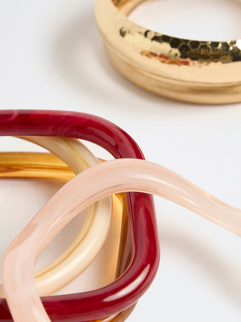 Westside Accessories Multi-Coloured Resin and Metal Bangles - Pack of 6