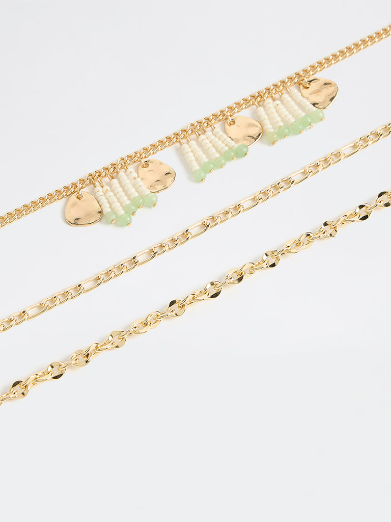 Westside Accessories Gold Boho Charm Bracelets - Pack of 3