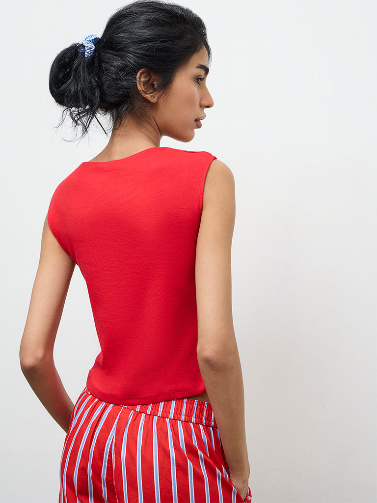 Superstar Red Cotton-Blend Top