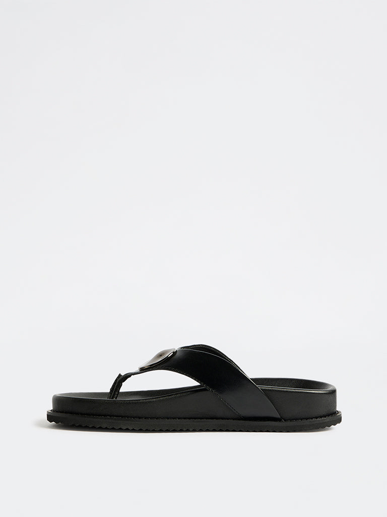 LUNA BLU Black Metal-Detailed Sandals