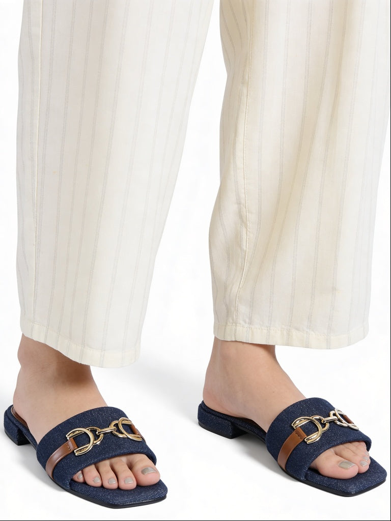 LUNA BLU Blue Flat Sandals