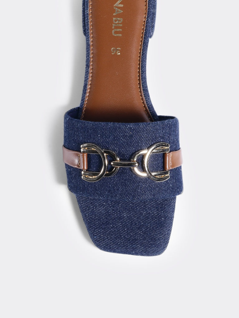LUNA BLU Blue Flat Sandals