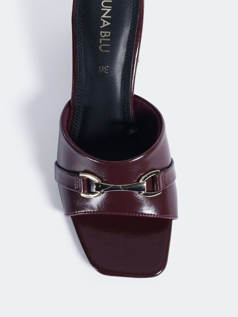 LUNA BLU Burgundy Block Heel Mules