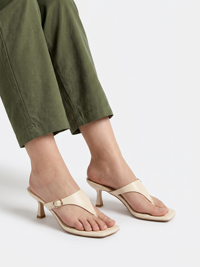LUNA BLU Ivory Thong-Strap Heel Sandals