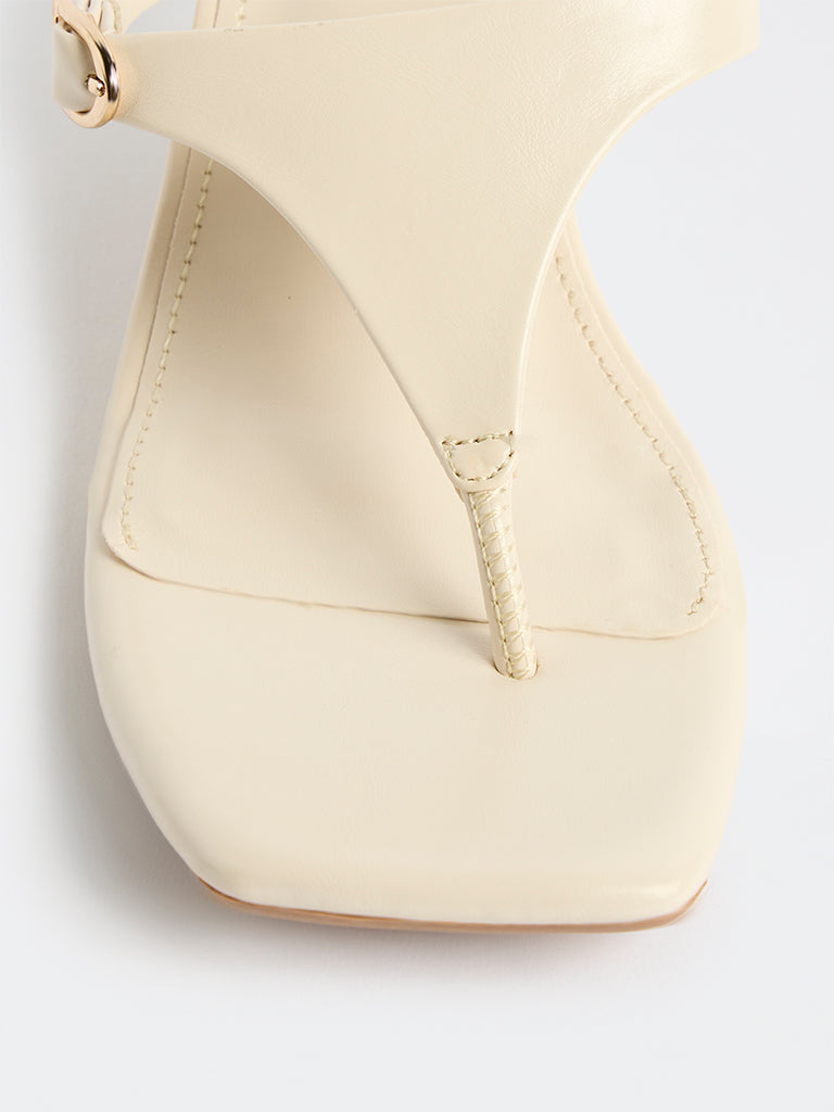 LUNA BLU Ivory Thong-Strap Heel Sandals