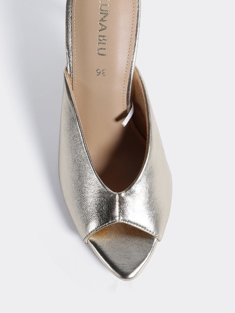 LUNA BLU Light Gold Heel Mules