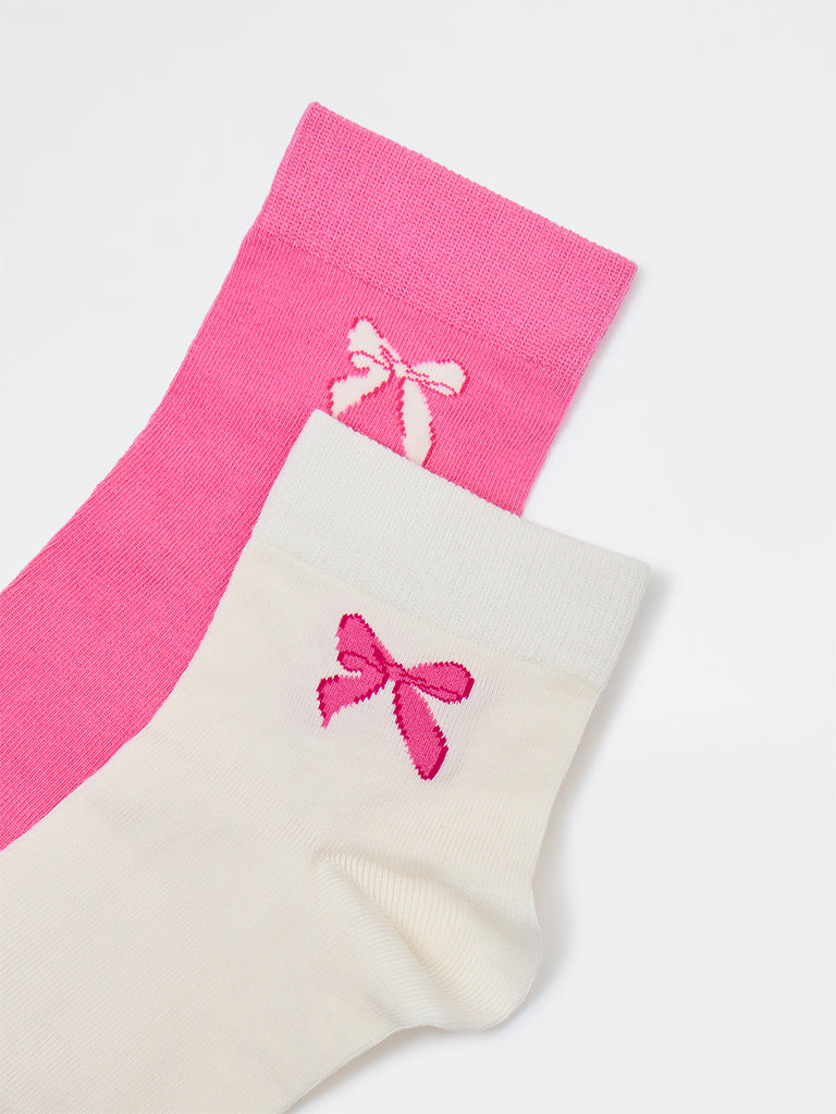 Superstar Pink Cotton-Blend Ankle-Length Socks - Pack of 2