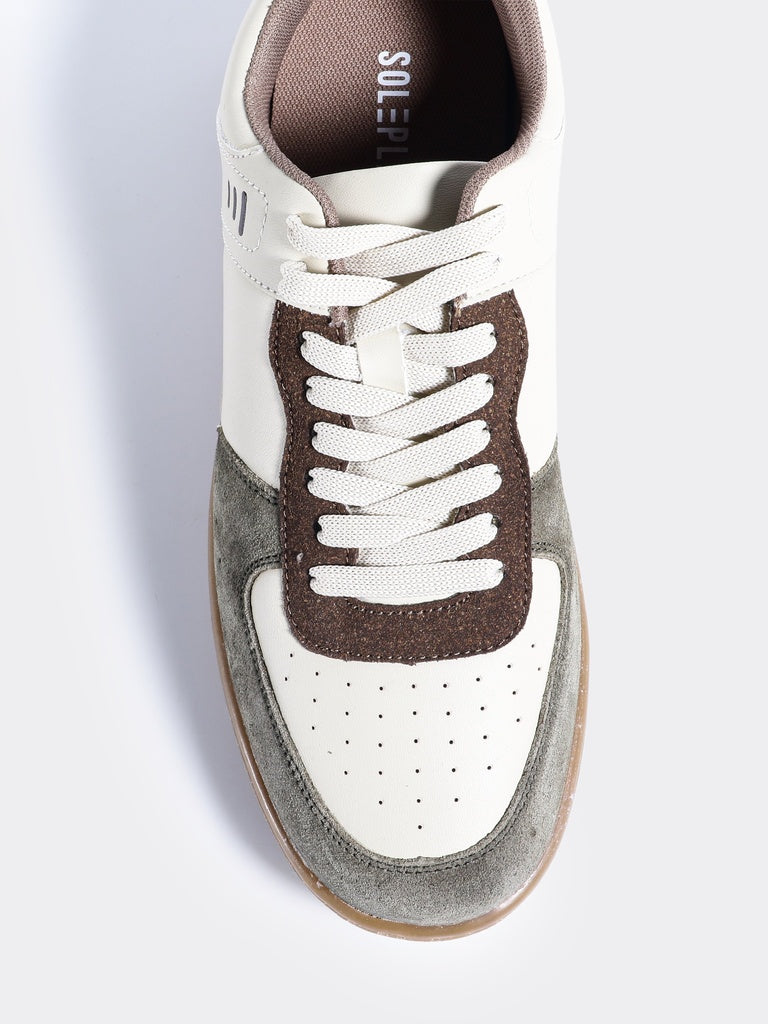SOLEPLAY Beige and Olive Lace-up Sneakers