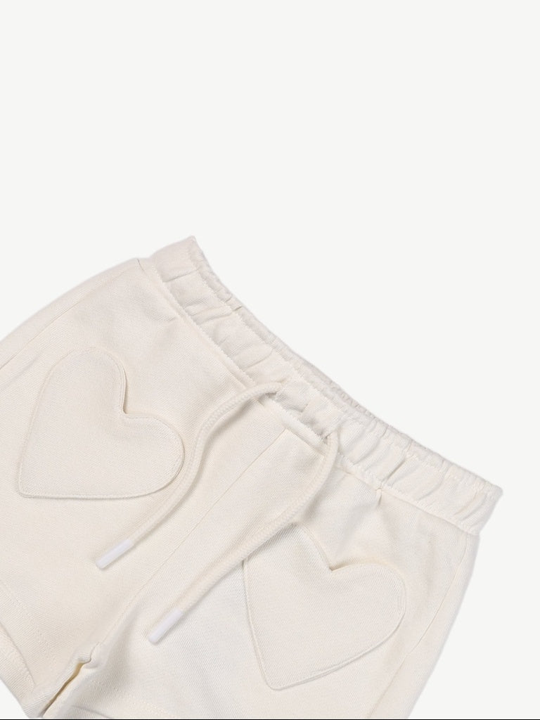 HOP Kids Girls Off-White Heart Pocket Cotton Shorts