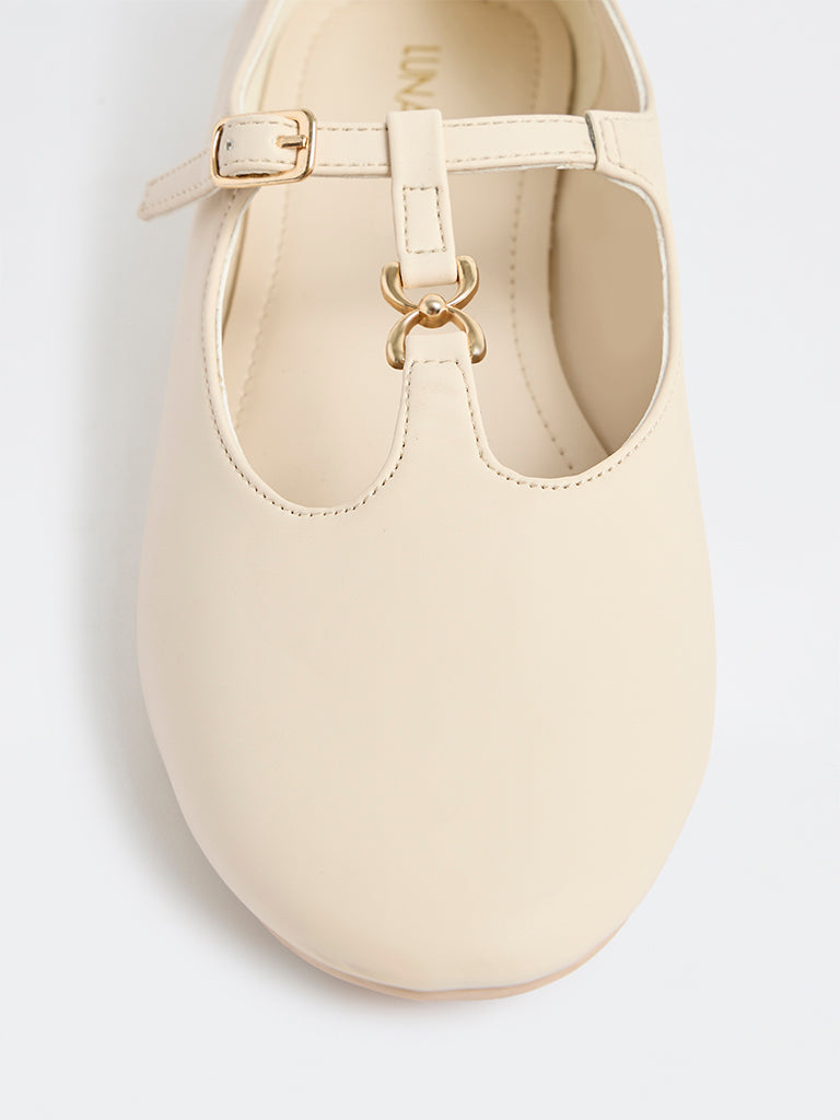 LUNA BLU Ivory T-Strap Mary Jane Shoes
