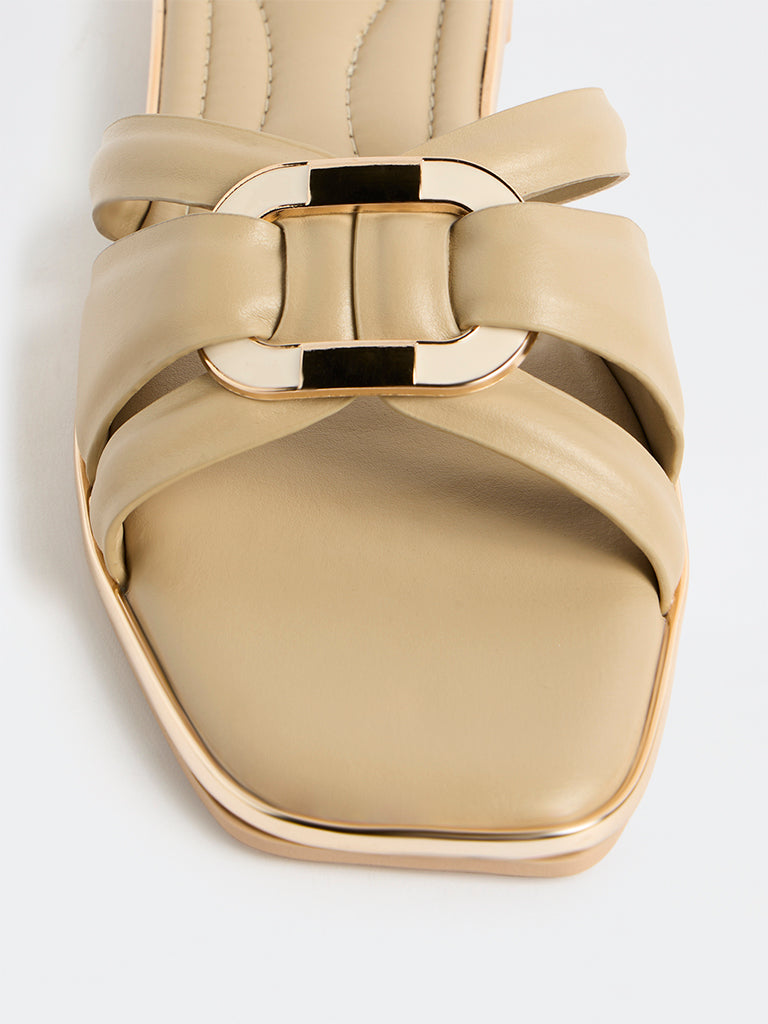 LUNA BLU Dark Cream Slides