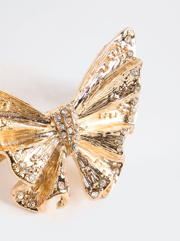 Westside Accessories Gold Butterfly Embellished Brooch