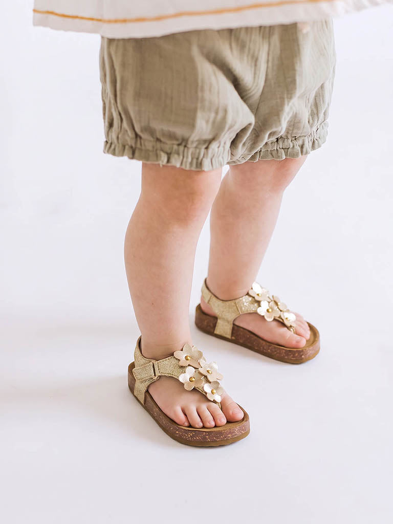 Yellow Gold Thong-Strap Sandals