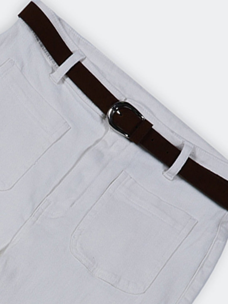 LOV White High-Rise Flared Jeans with Belt
