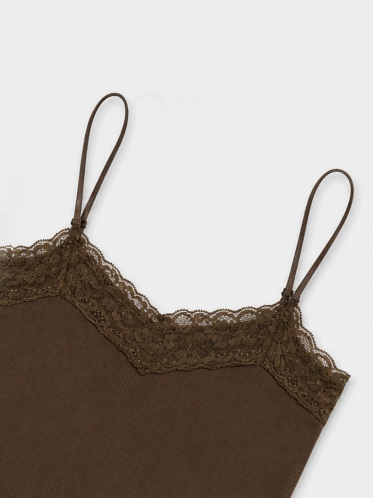 Nuon Olive Lace-Detailed Cotton-Blend Top