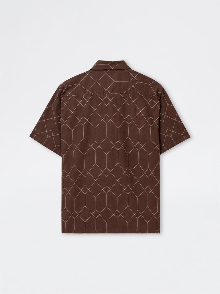 Ascot Brown Geometric Printed Relaxed-Fit Shirt