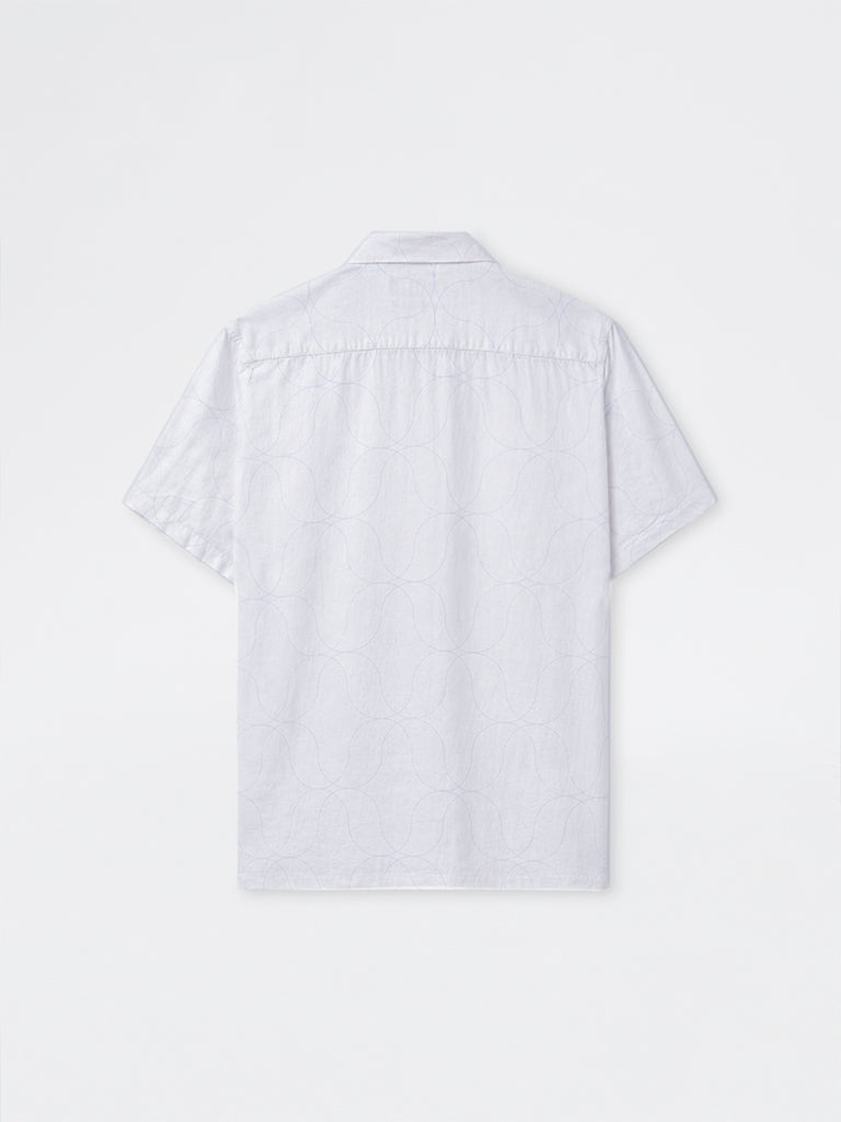 Ascot Off-White Printed Relaxed-Fit Shirt