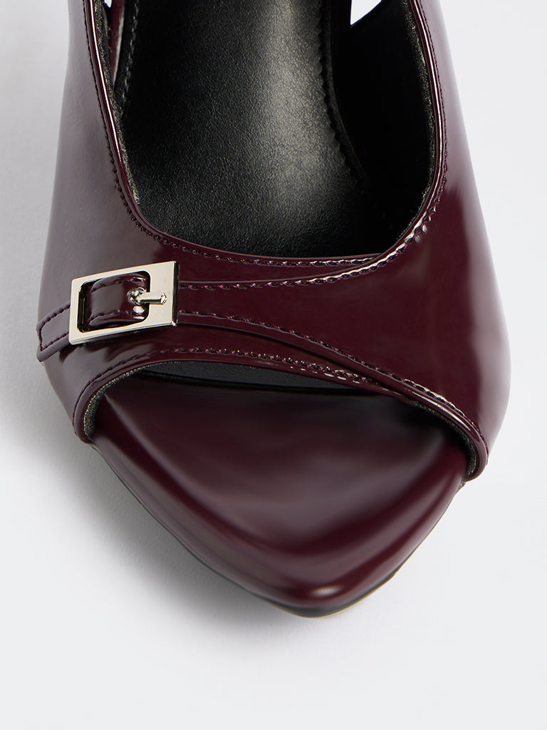 LUNA BLU Burgundy Slingback Stiletto Heel Sandals