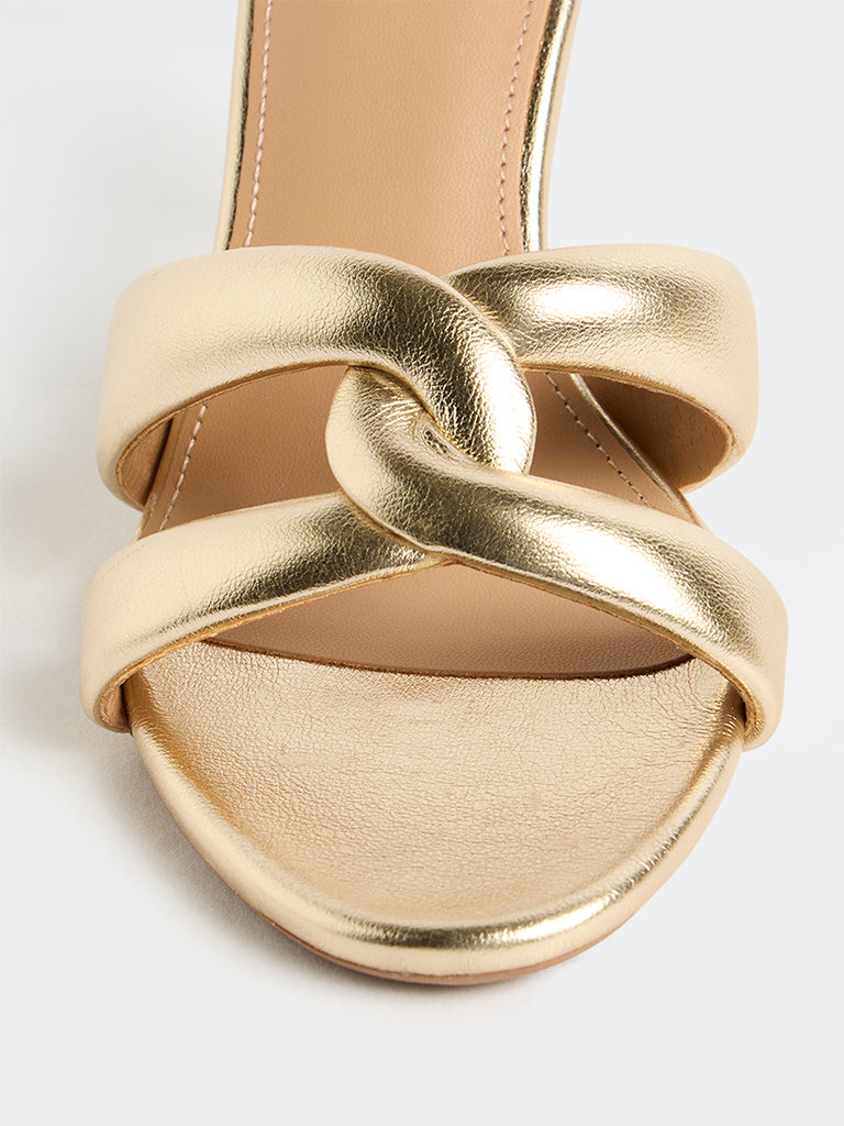 LUNA BLU Gold Stiletto Heel Sandals