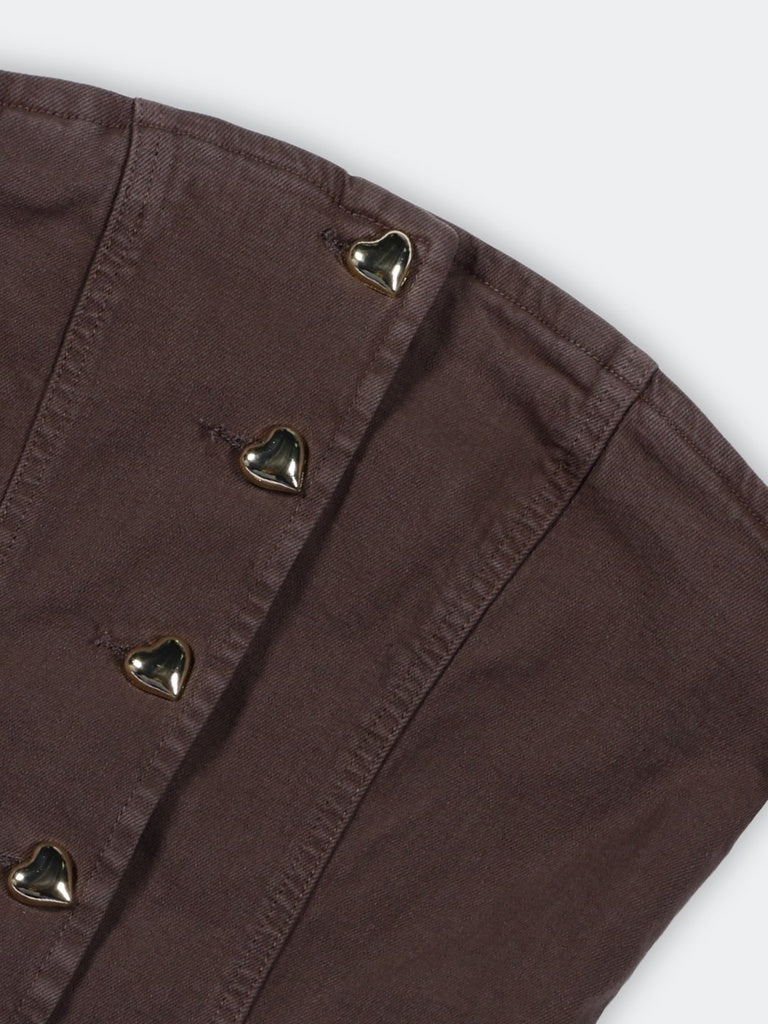 LOV Dark Brown Denim Tube Top