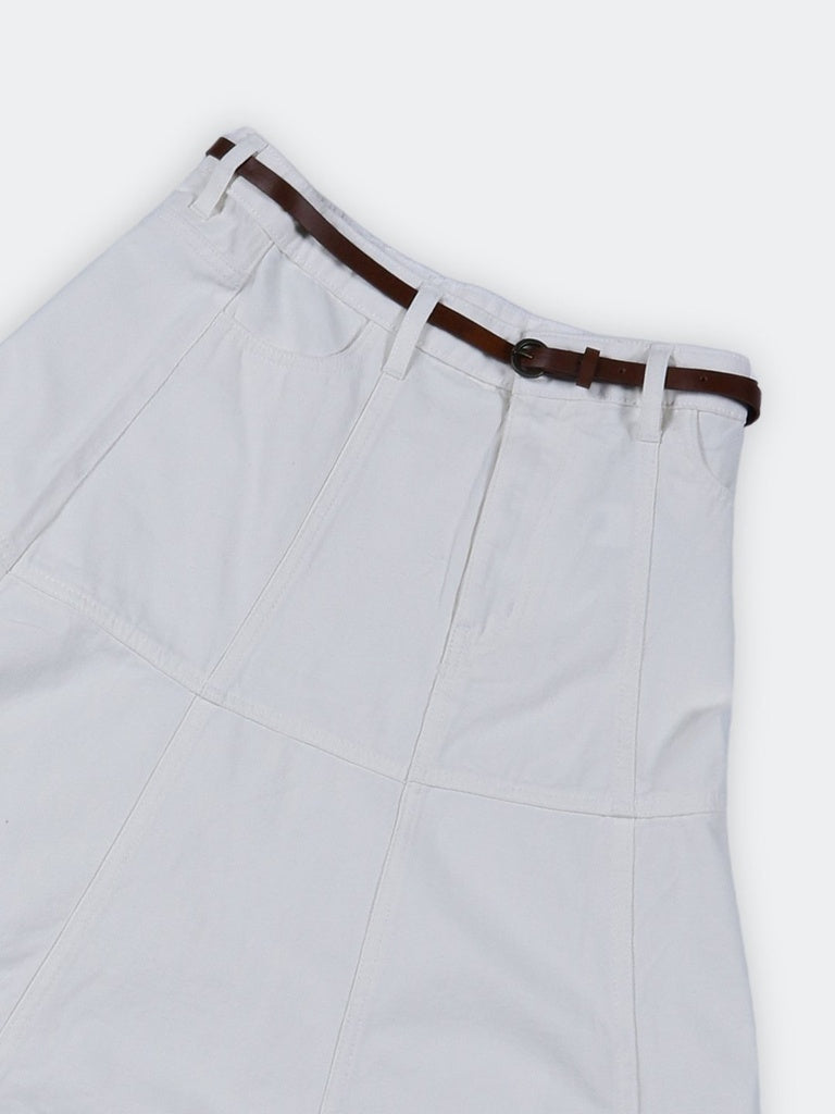 LOV Off-White High-Rise Cotton Skirt