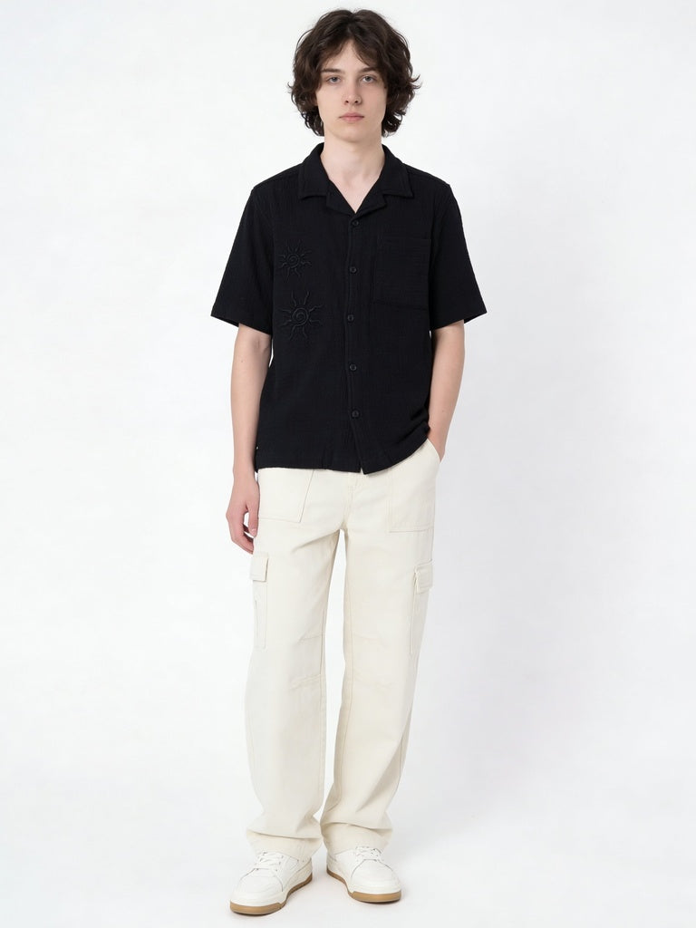 boys black dress shirt Buy Boys Black Embroidered Cotton Shirt from Westside