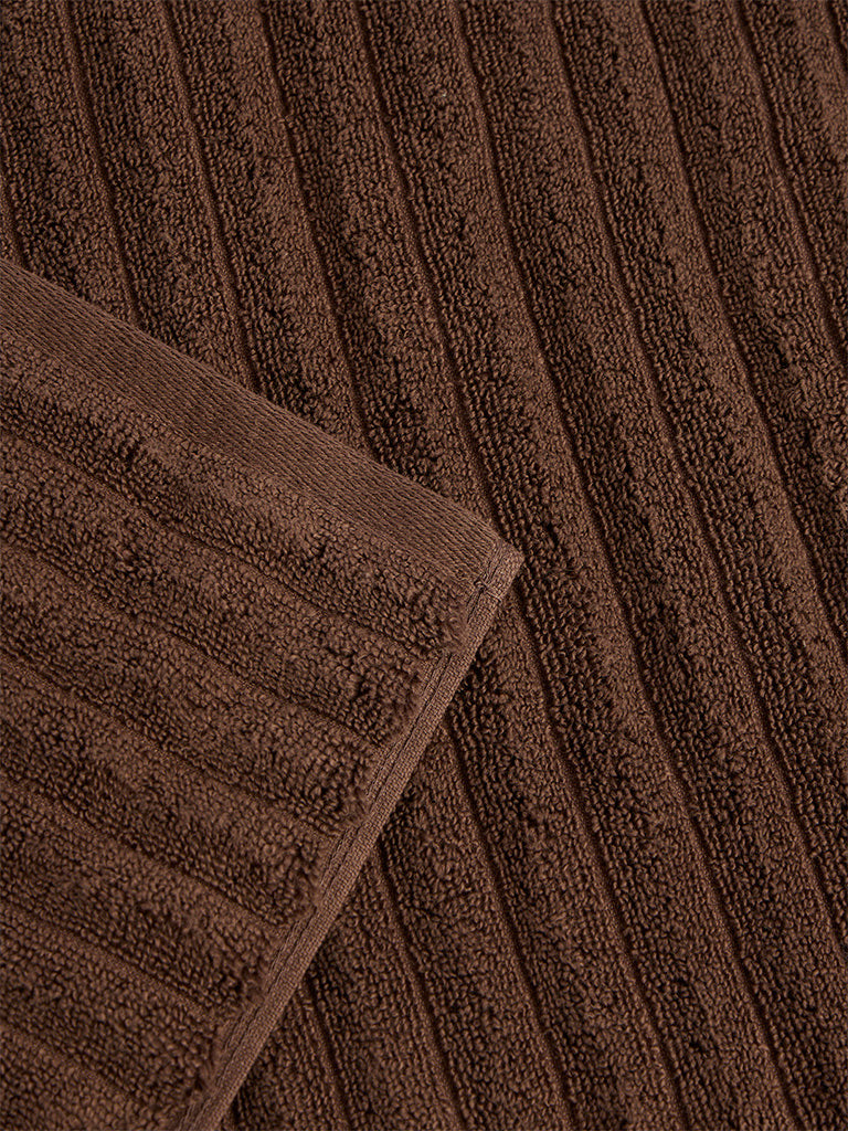 Westside Home Dark Brown Self-Striped Hand Towel