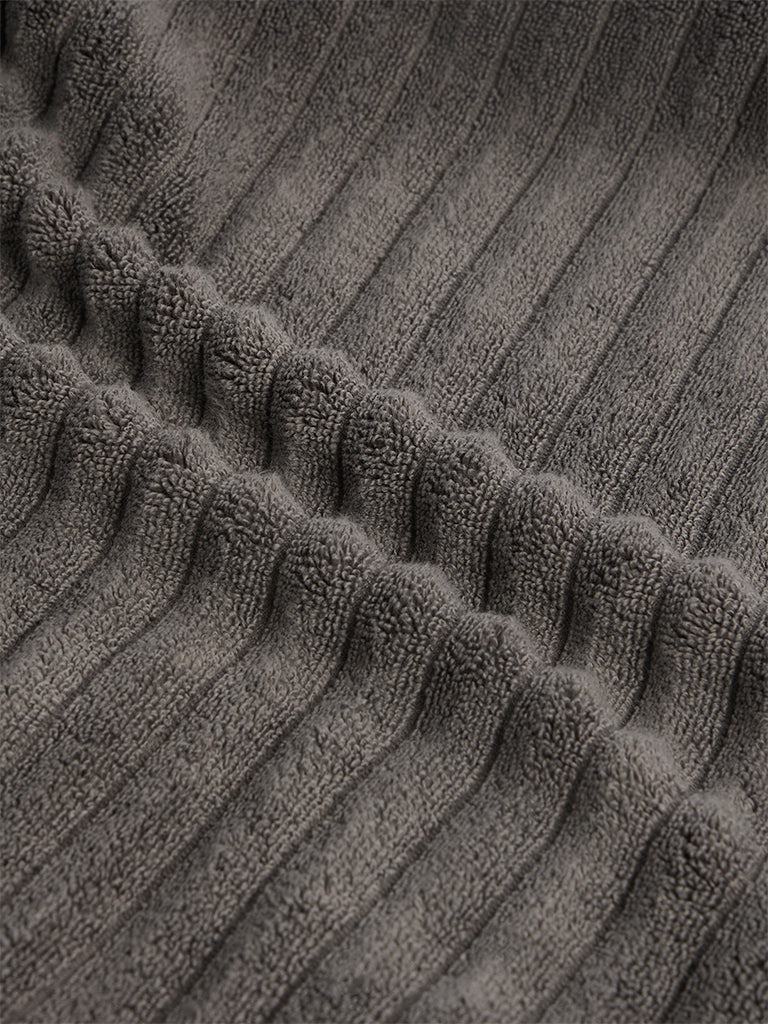 Westside Home Charcoal Self-Striped Bath Towel