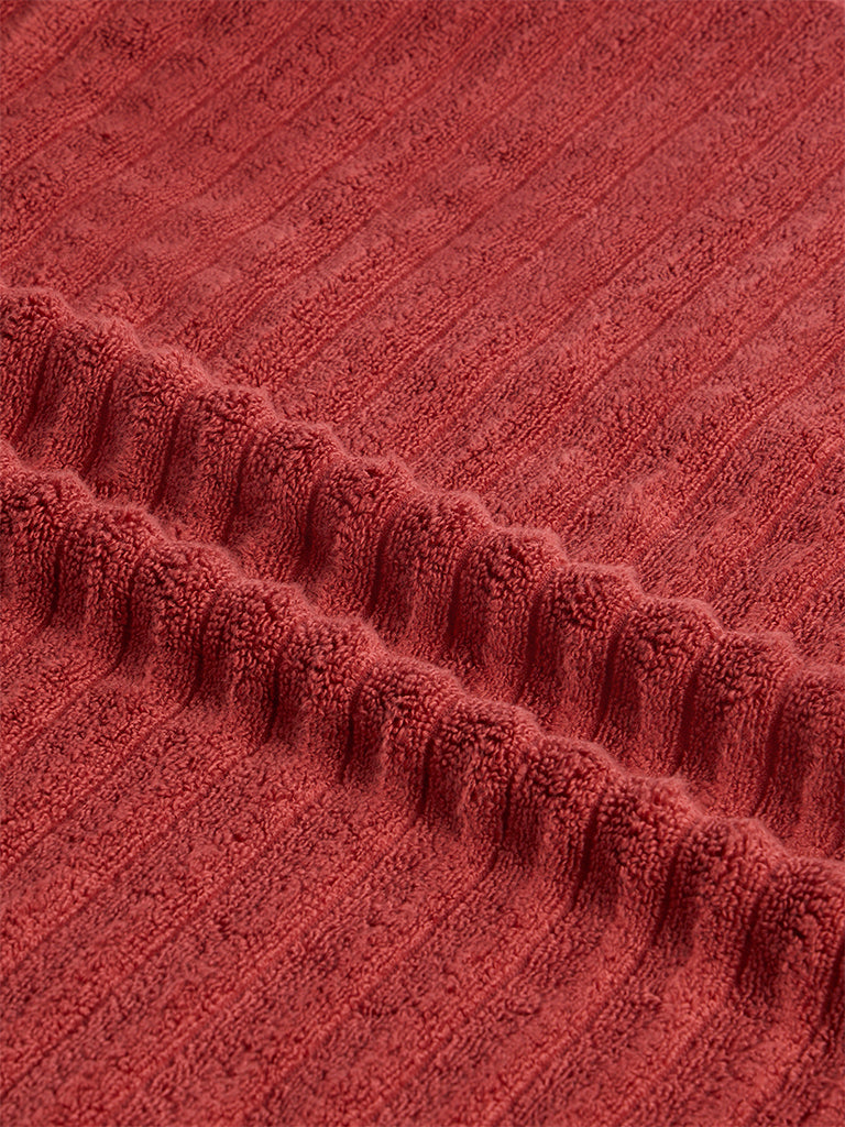 Westside Home Red Self-Striped Bath Towel
