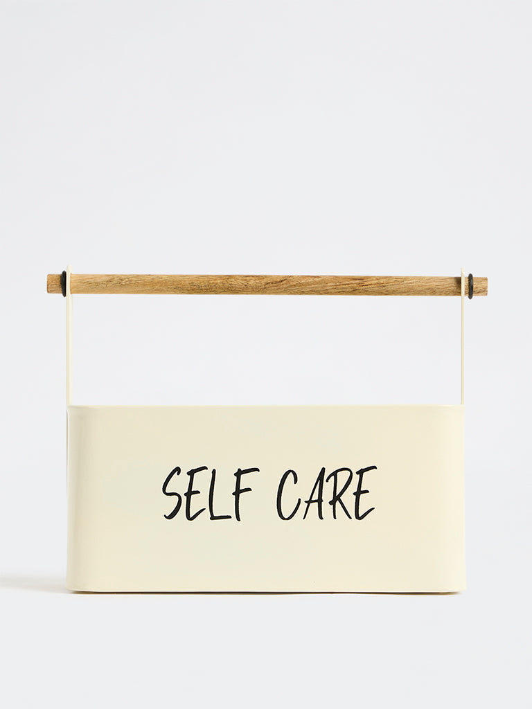 Westside Home Off-White Self Care Text Printed Caddy