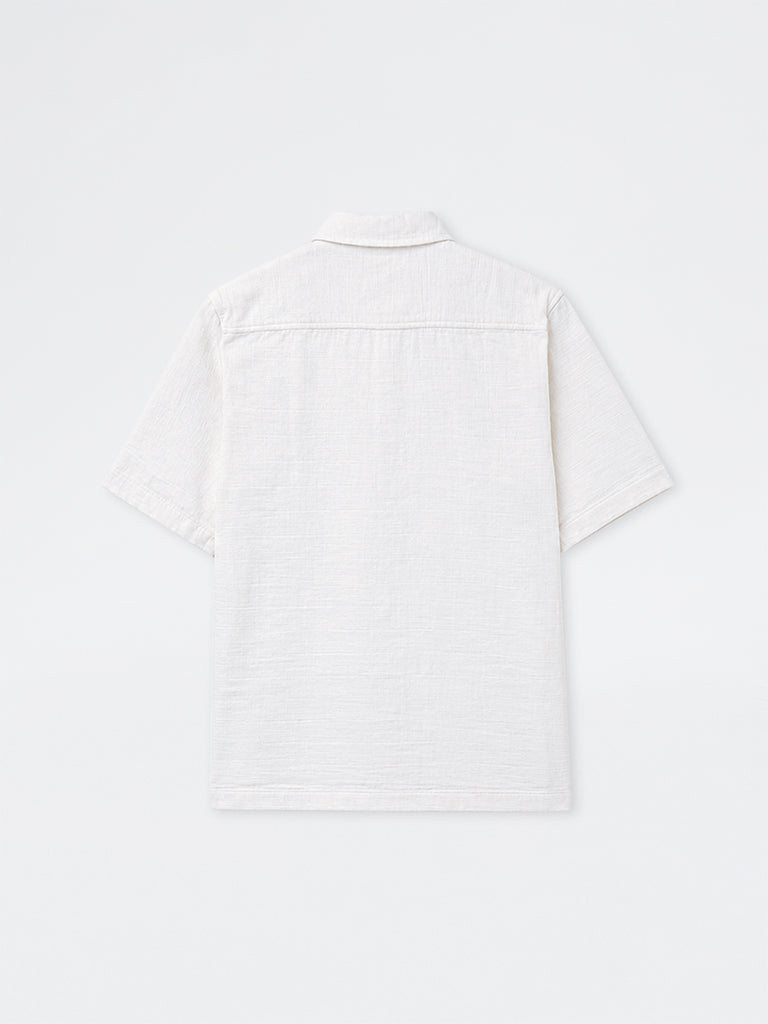 ETA Off-White Textured Relaxed-Fit Cotton Shirt
