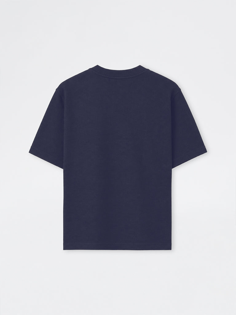 ETA Dark Blue Textured Relaxed-Fit Cotton-Blend T-Shirt