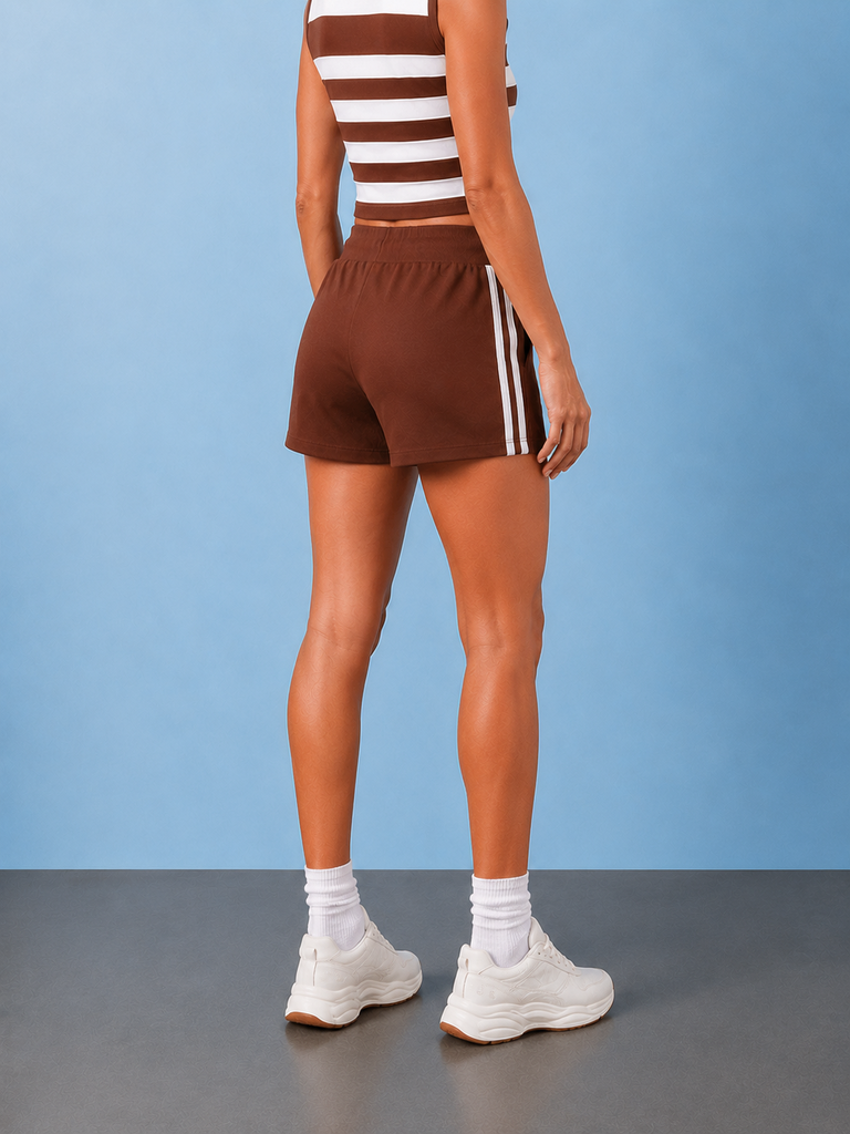 Nuoflexx Brown Striped High-Rise Shorts