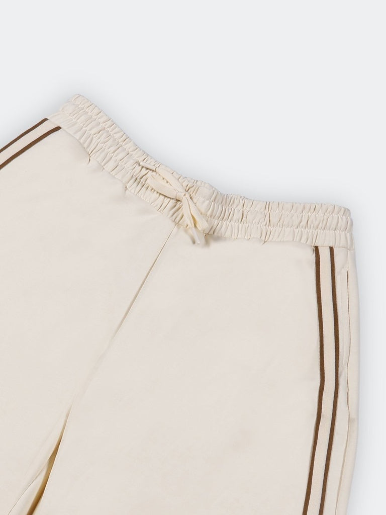 Nuoflexx Cream Striped High-Rise Pants